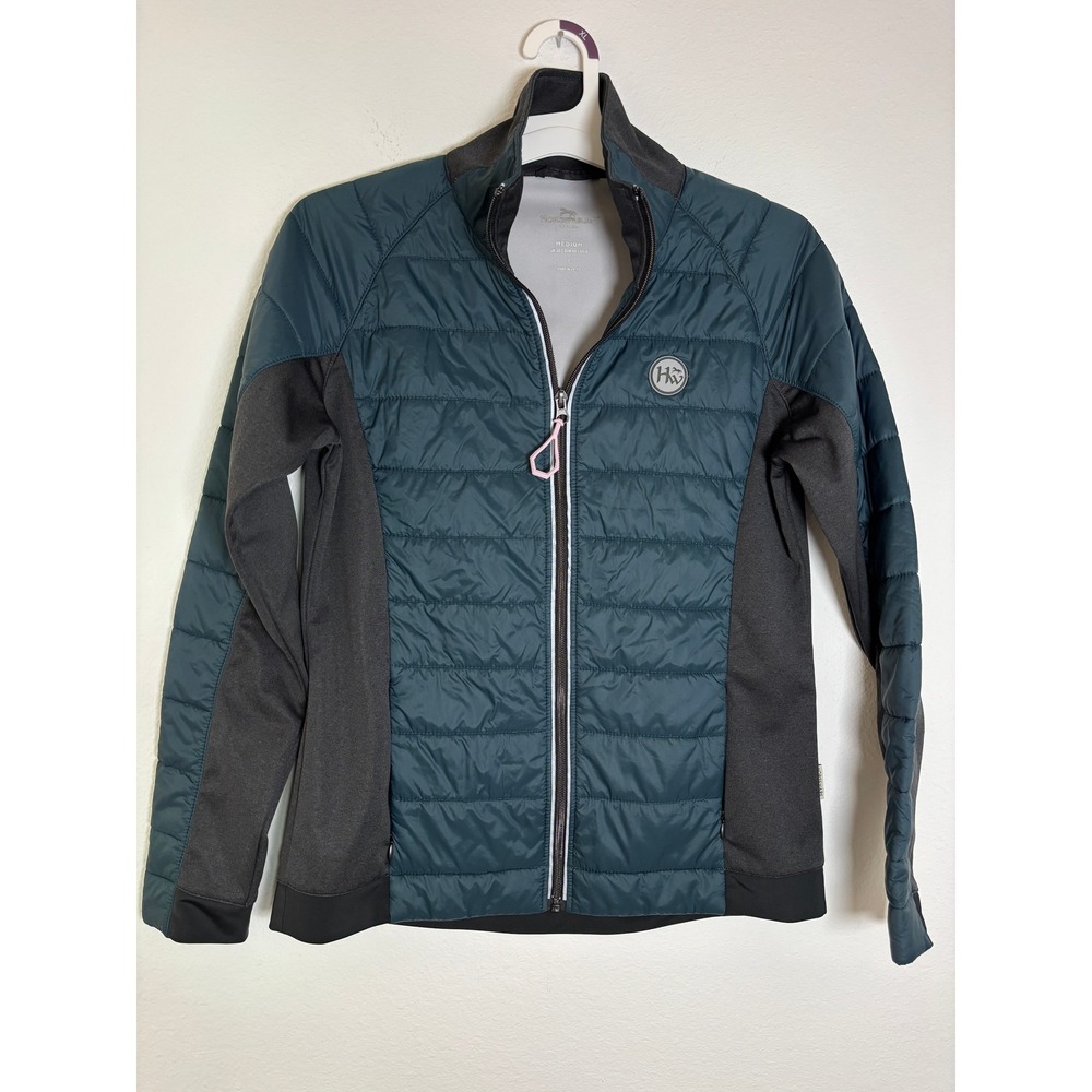 Horseware‎ Ireland Hybrid Quilted Puffer Jacket Teal Grey Womens M Equestrian